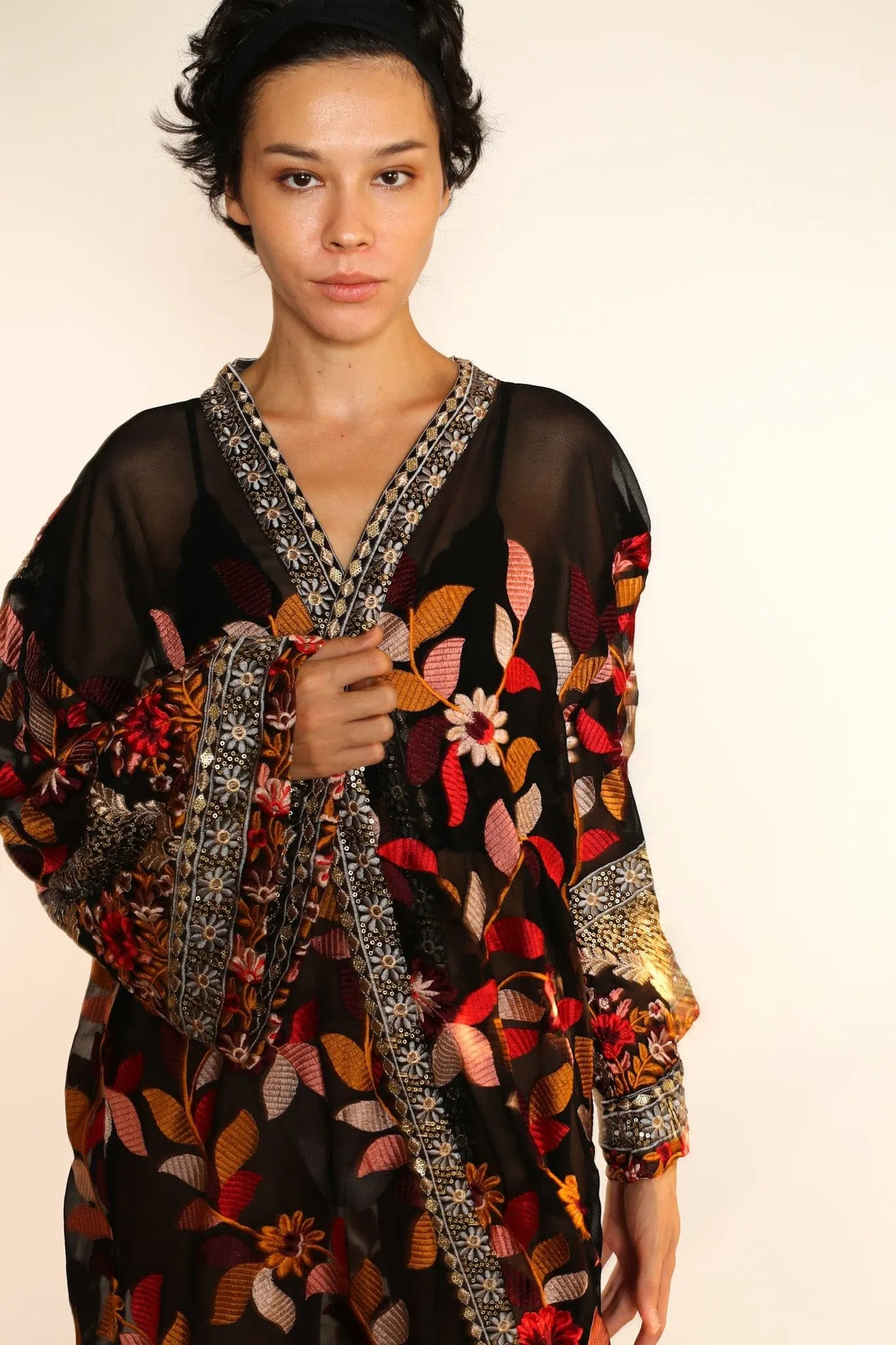 EMBROIDERED KIMONO DUSTER PIERA