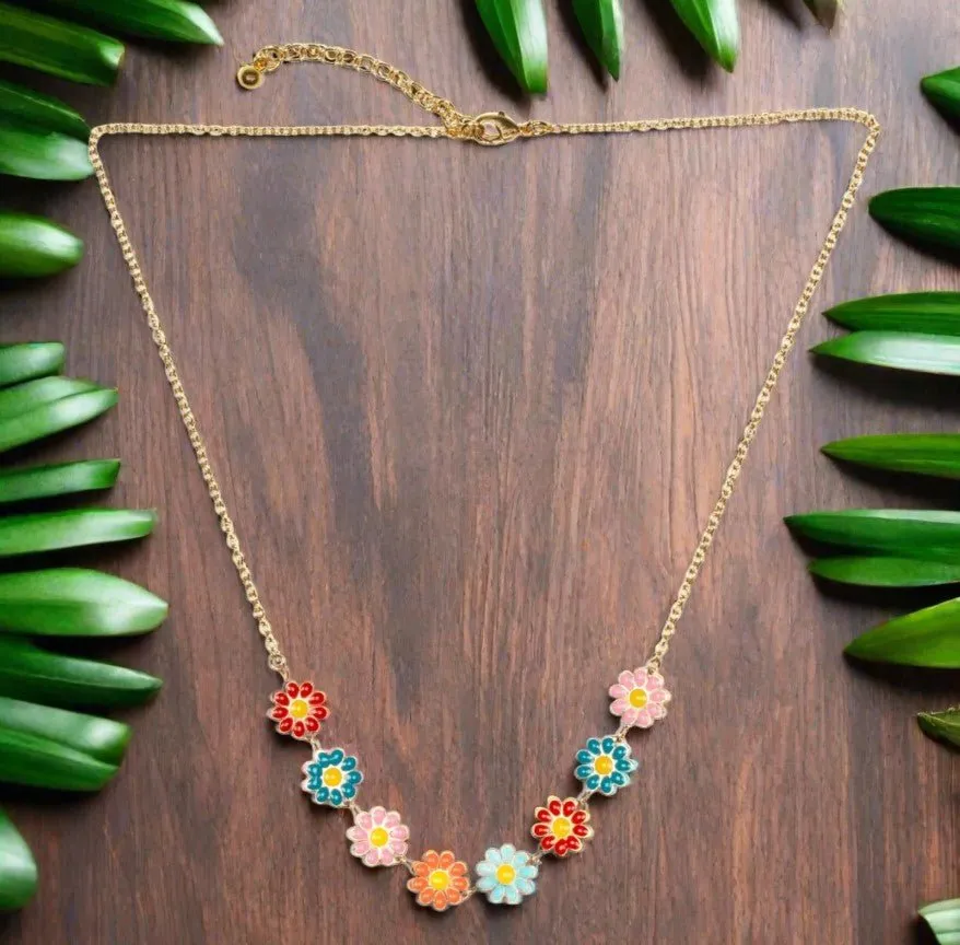 Enamel Flower Necklace