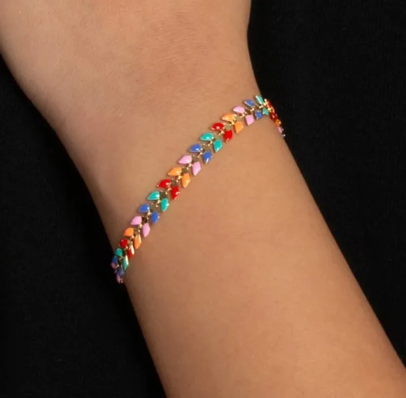 Enamel Leaf Bracelet