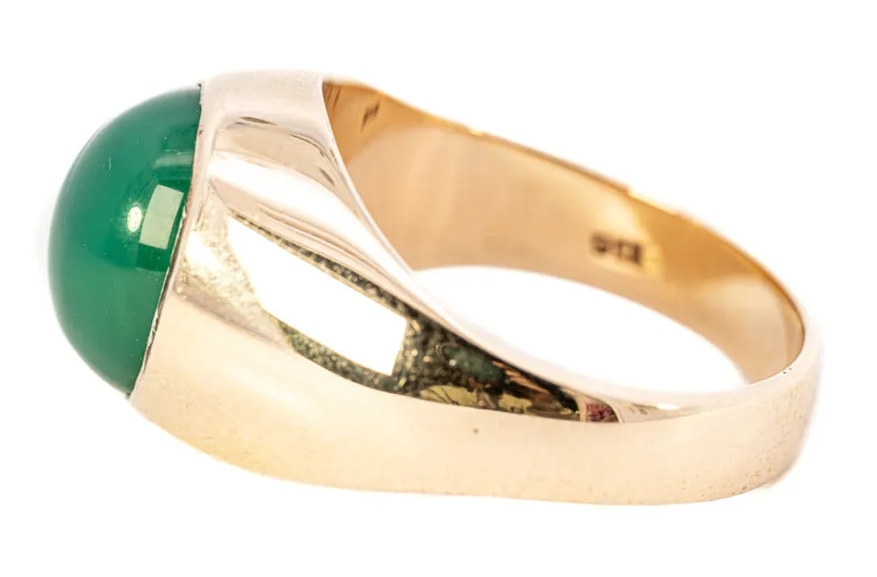 Exclusive 9ct Yellow Gold Agate Men's Ring: The Pinnacle of Elegance