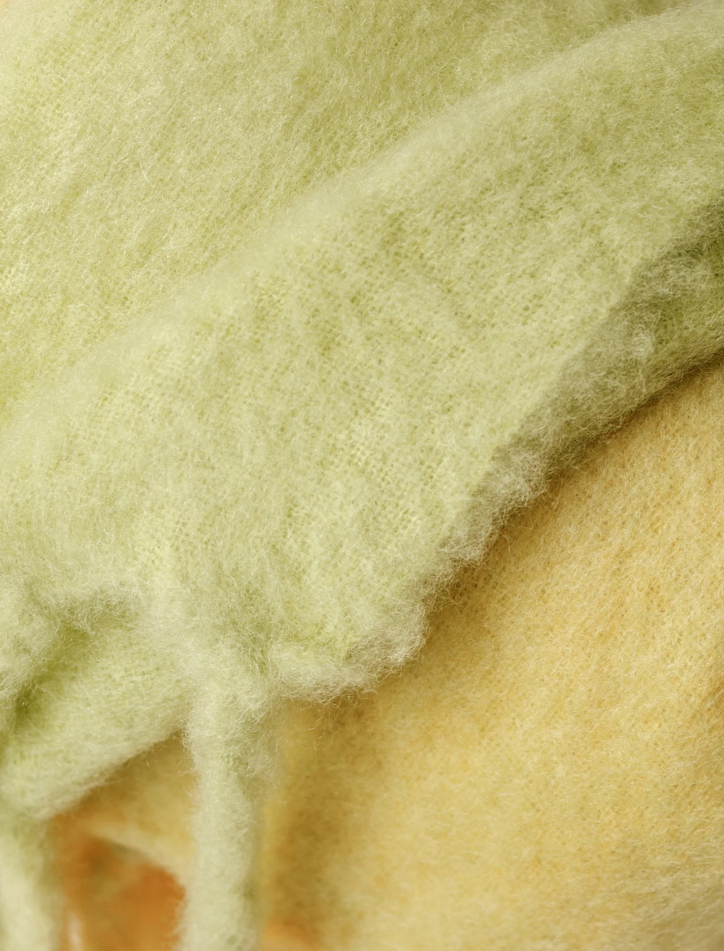 Fringed Mohair Blanket Citrus Plaid