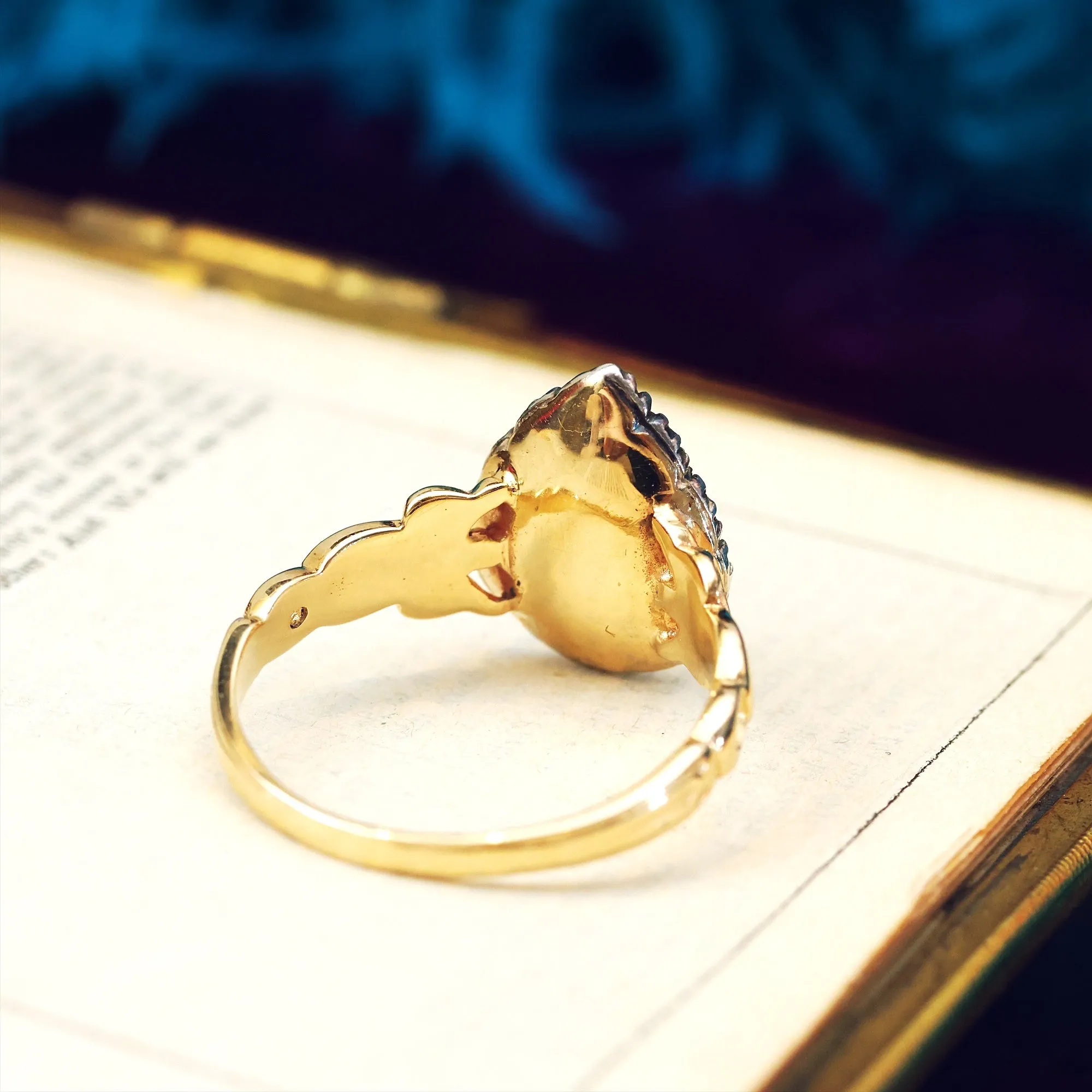 Georgian Styled Pear cut Sapphire & Diamond Ring
