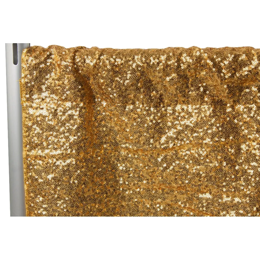 Glitz Sequin 12ft H x 112" W Drape/Backdrop panel - Gold