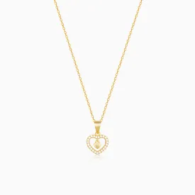 Golden Love Droplet Pendant With Link Chain