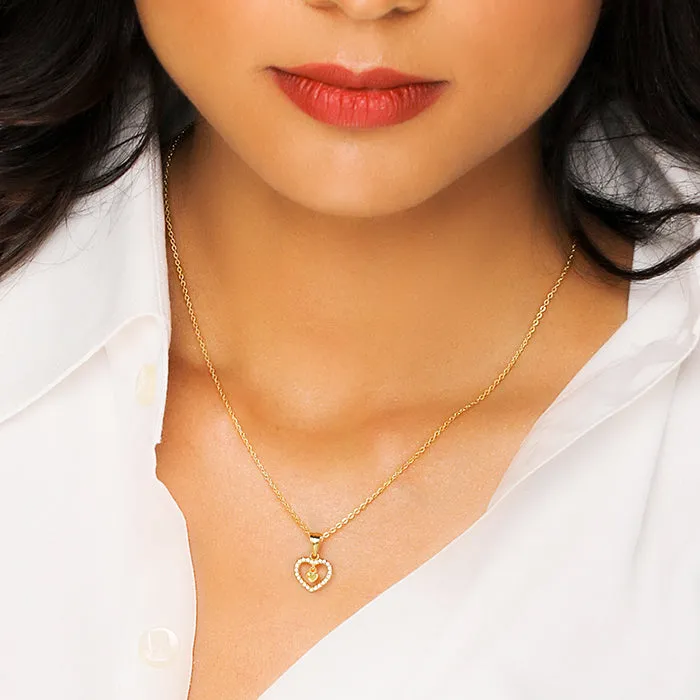 Golden Love Droplet Pendant With Link Chain