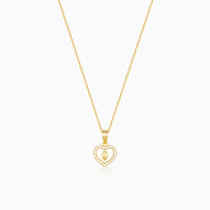 Golden Love Droplet Pendant With Link Chain