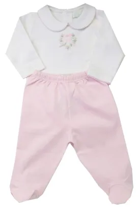 Heart roses embroidered baby girl onesie