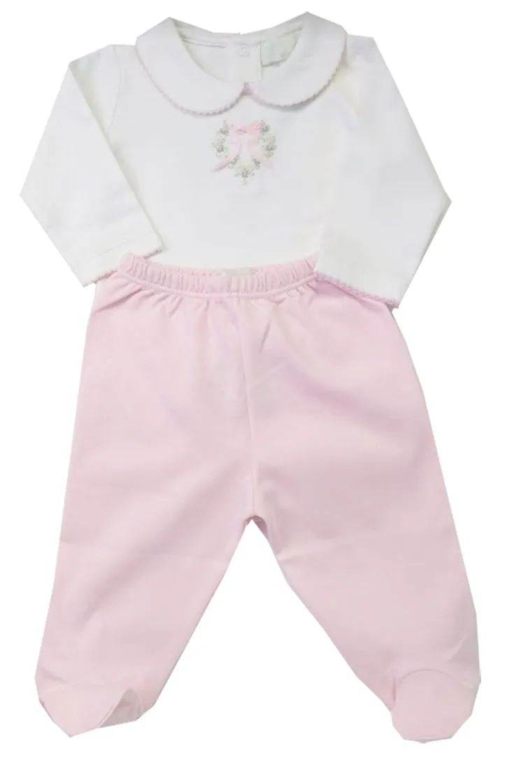 Heart roses embroidered baby girl onesie
