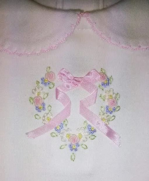 Heart roses embroidered baby girl onesie