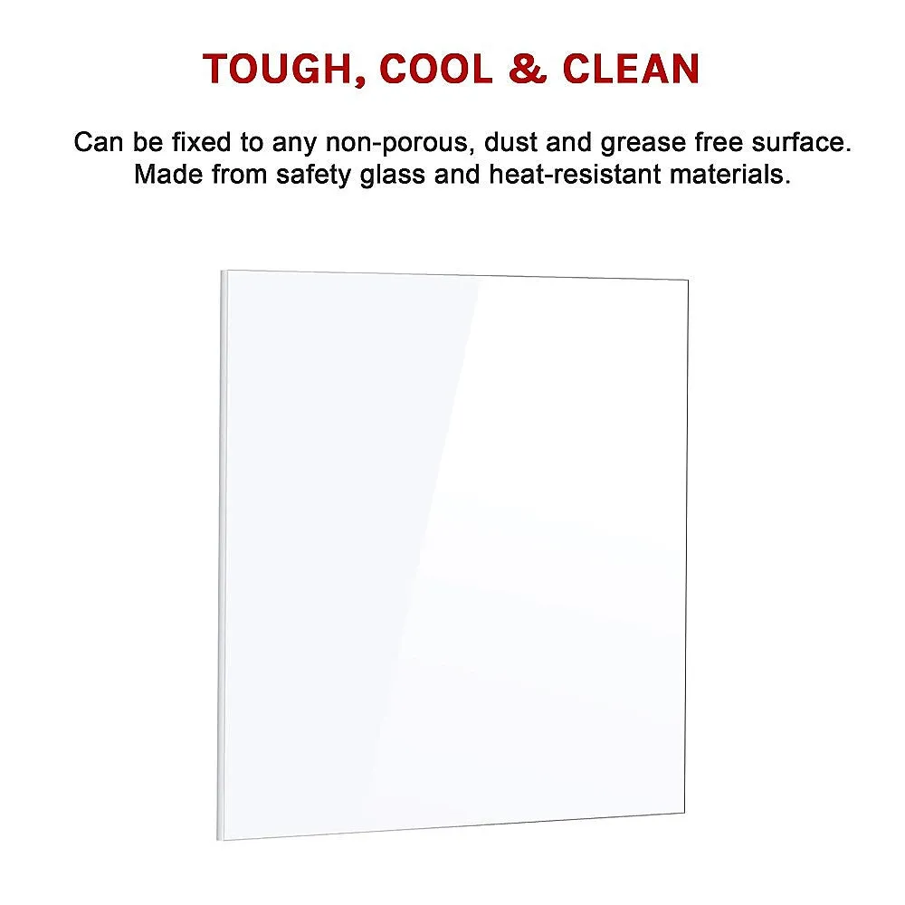 Heat Resistant White Glass Splashback 60x70cm Safety Glass