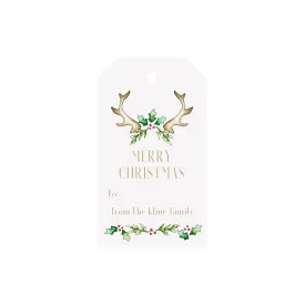 Holly Antler Personalized Angled/Drilled Gift Tags