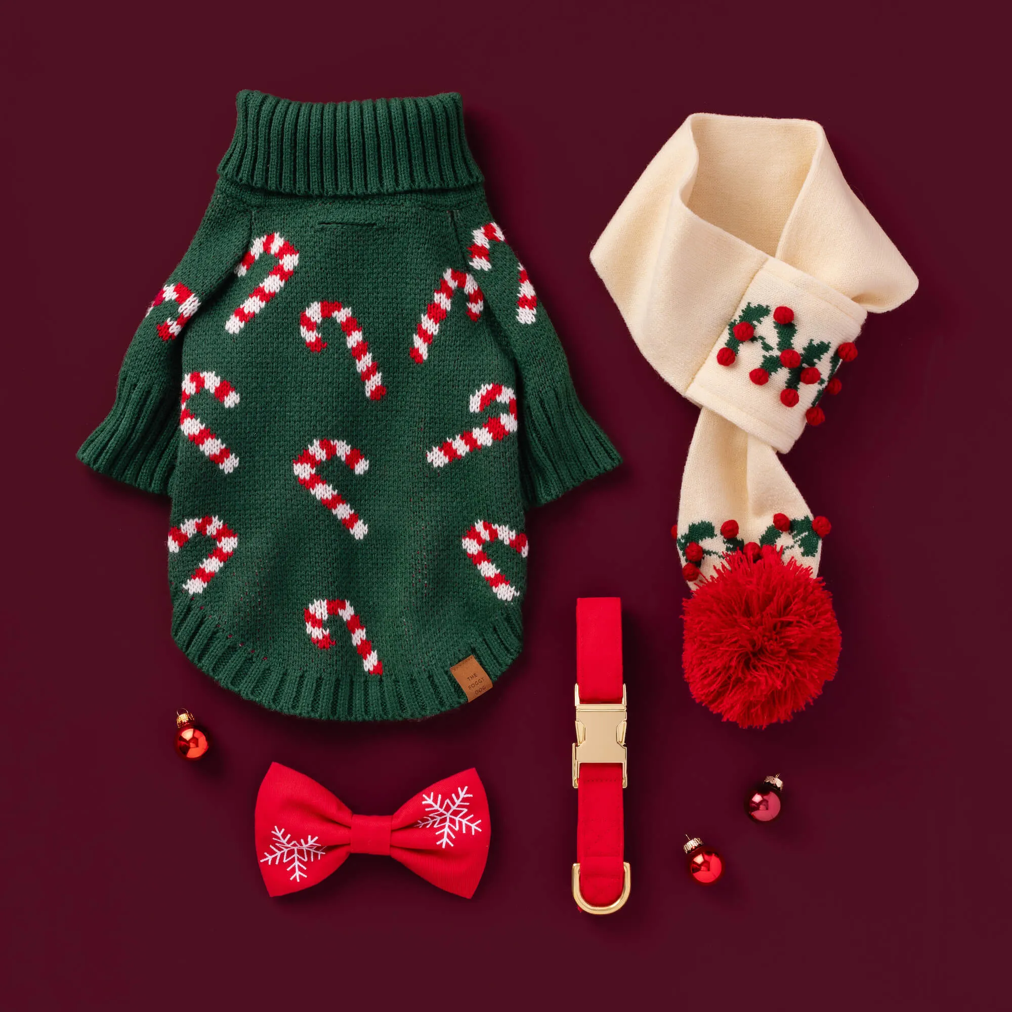 Holly Bobble Knit Dog Scarf