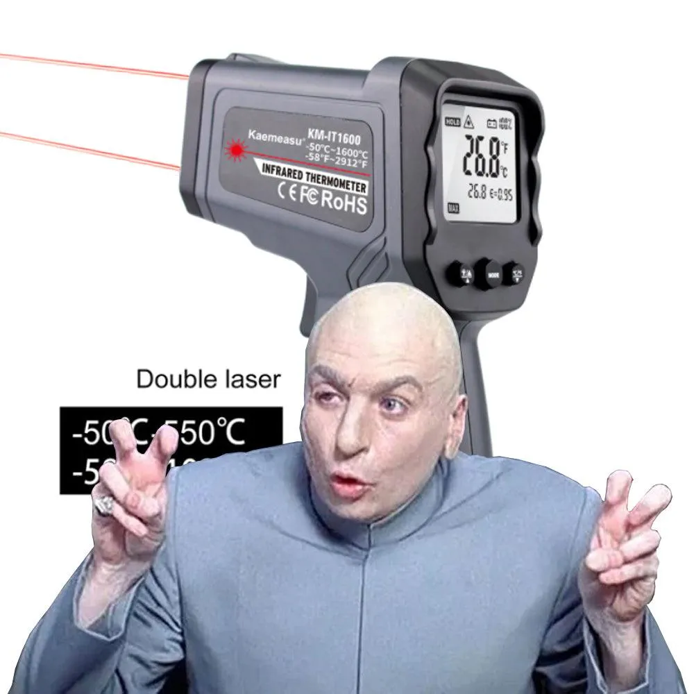 Infrared Thermometer Gun -50C to  580C (Black)