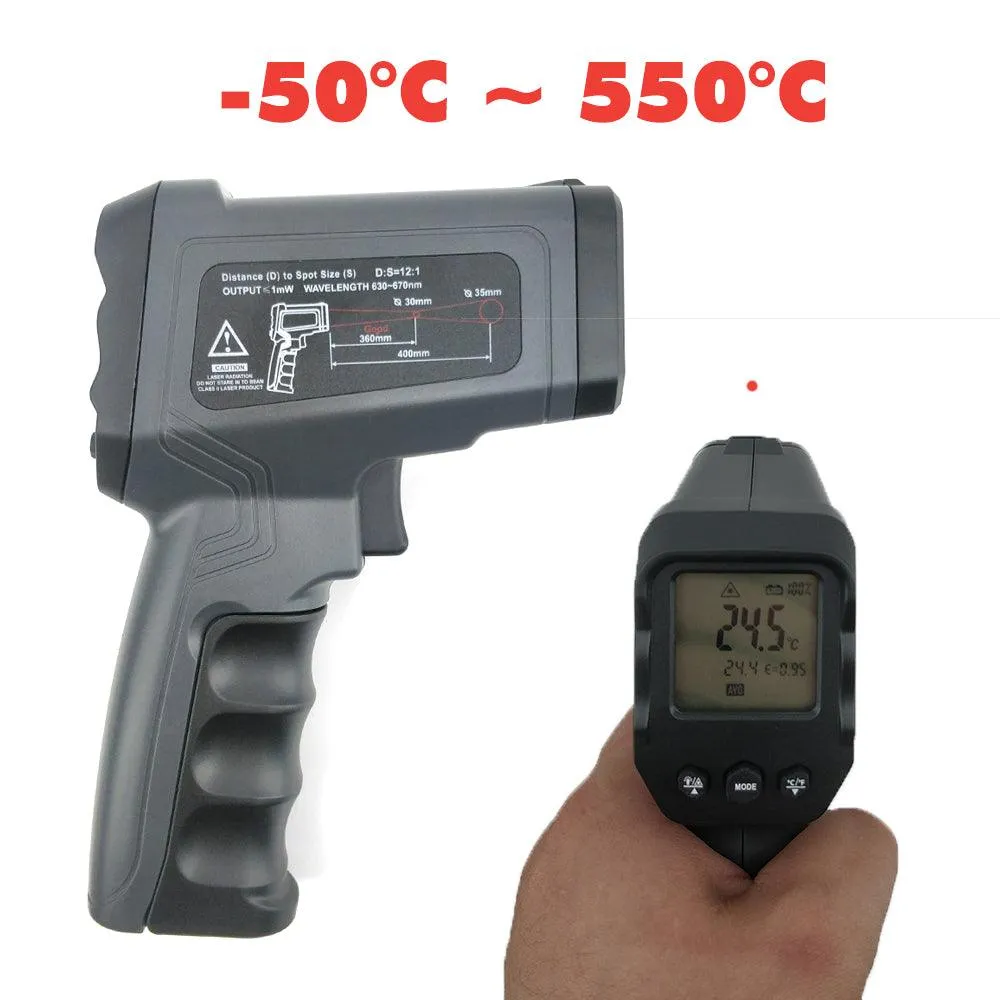Infrared Thermometer Gun -50C to  580C (Black)