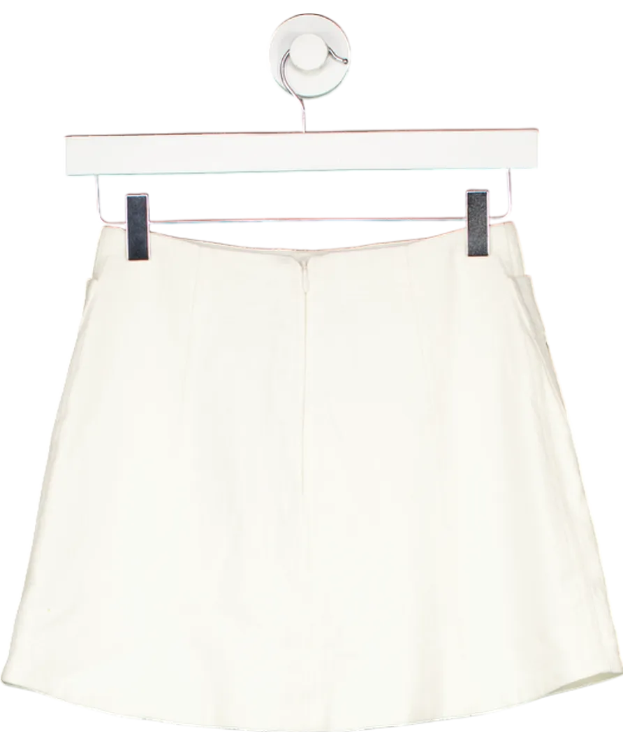 Isobel Badin White Wavy Swirly Embroidered Mini Skirt UK 6