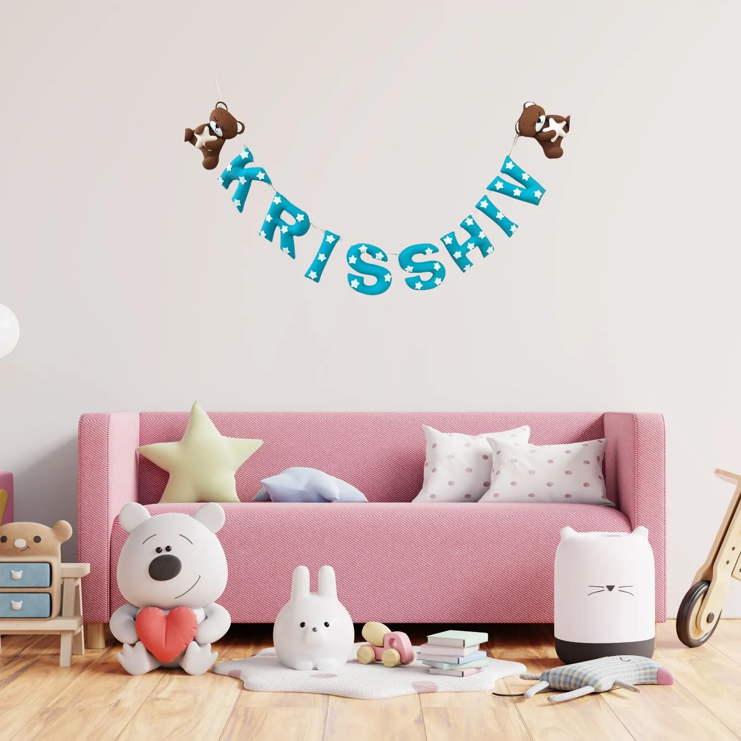 Junior Dreamy Teddy Personalised Star Bunting
