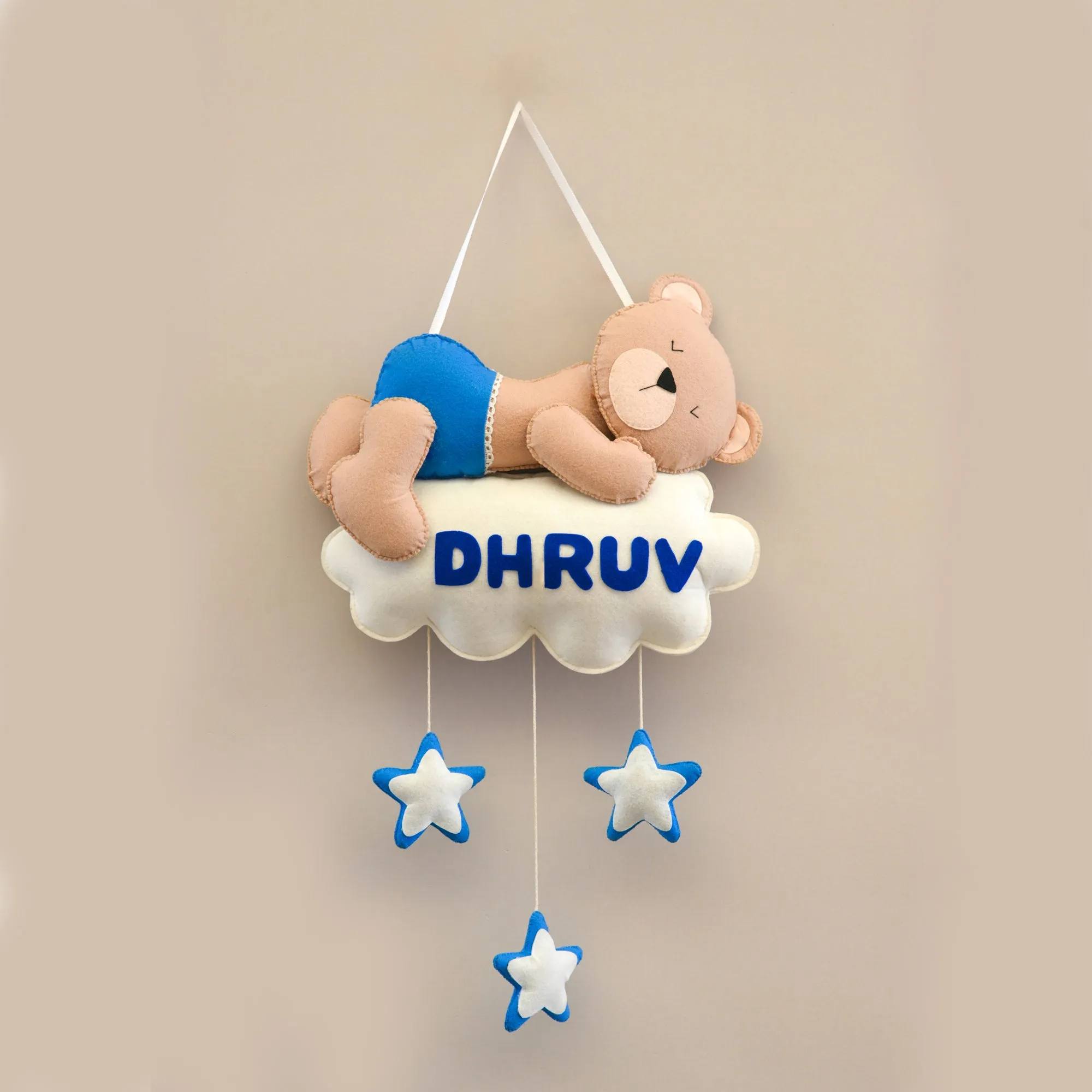 Junior Dreamy Teddy Personalised Wall Hanging