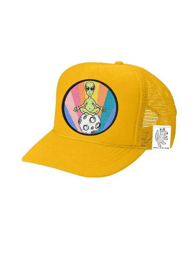 KIDS Trucker Hat with Interchangeable Velcro Patch (Gold)