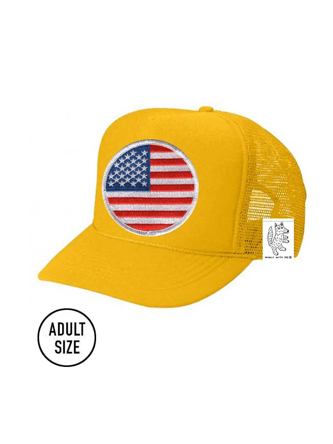 KIDS Trucker Hat with Interchangeable Velcro Patch (Gold)