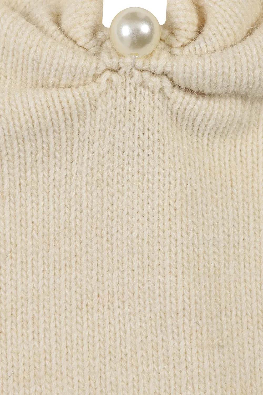 Knitted bow beanie hat / Cream