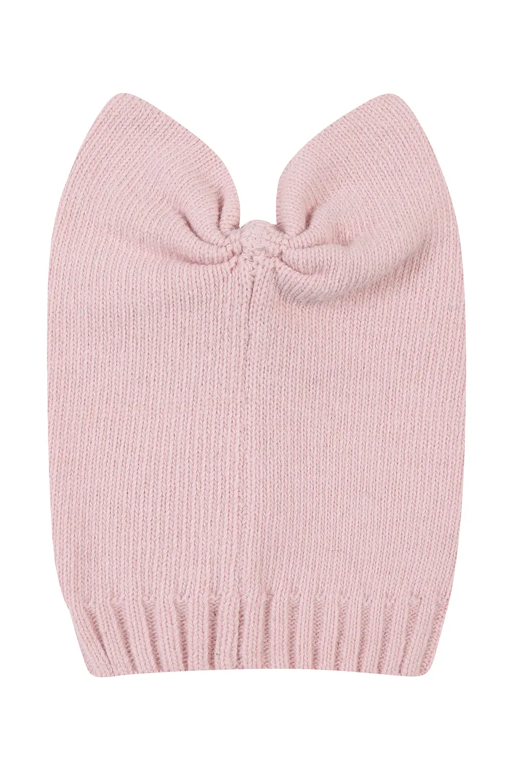 Knitted bow beanie hat / Pink