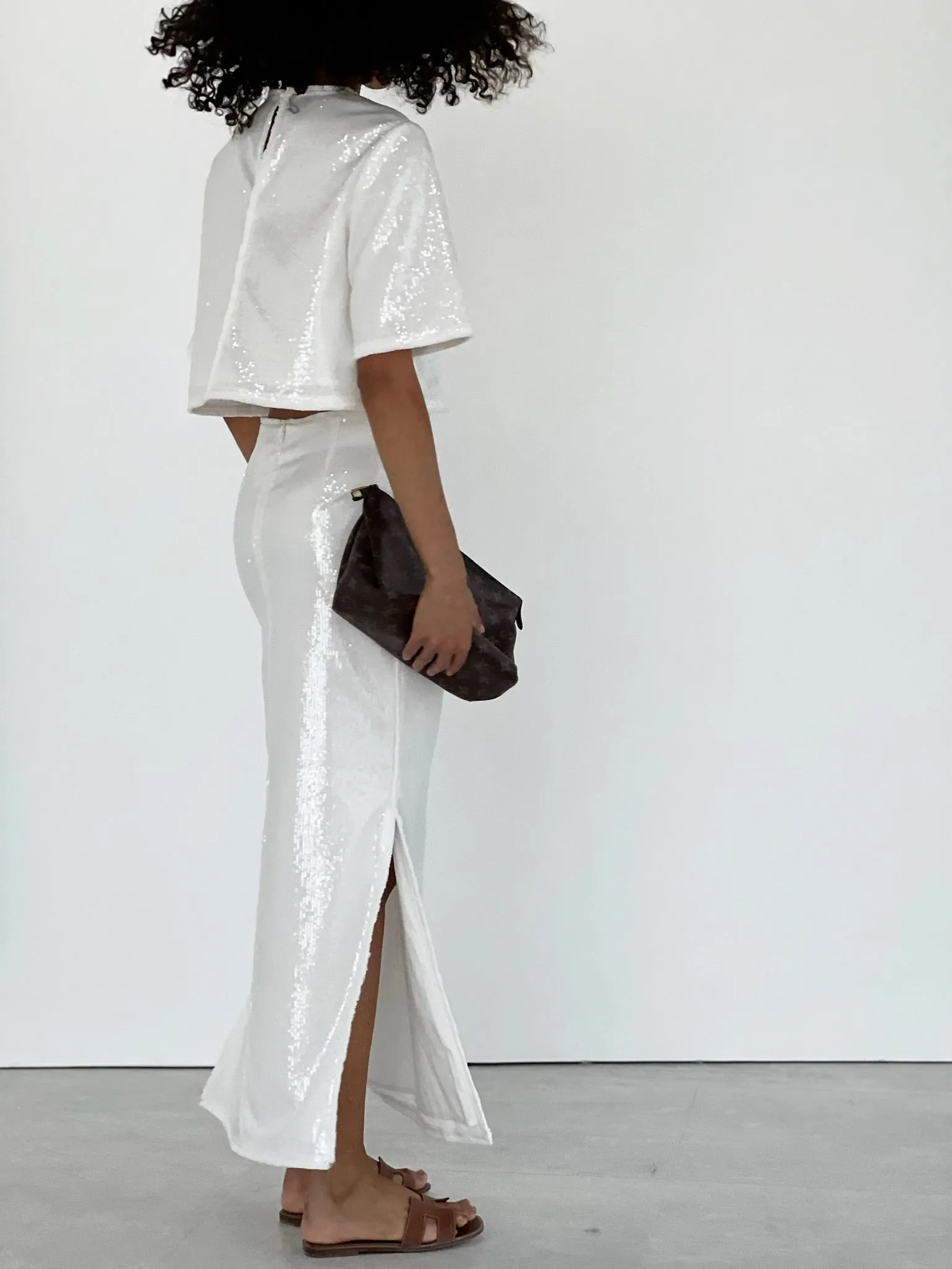 Lana Sequinned Top | Diamond White