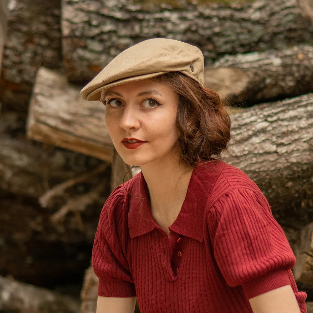 Linen Flat Cap - Camel - Wholesale Pack