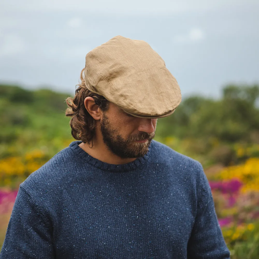Linen Flat Cap - Camel - Wholesale Pack