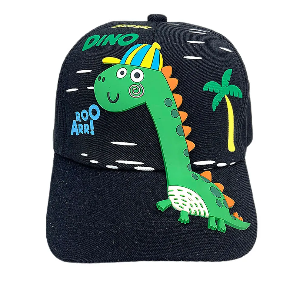 Little Surprise Box, Black 3d Super Dino Casual Cap for Kids
