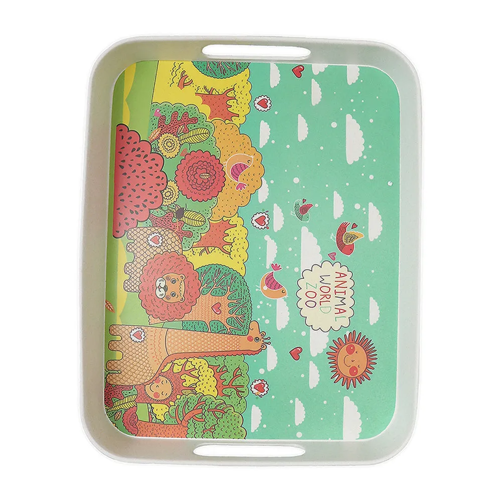 Little Surprise Box Jungle Theme 7 pcs Eco friendly Bamboo Fibre Garden/ Picnic/Home Meal set for Kids