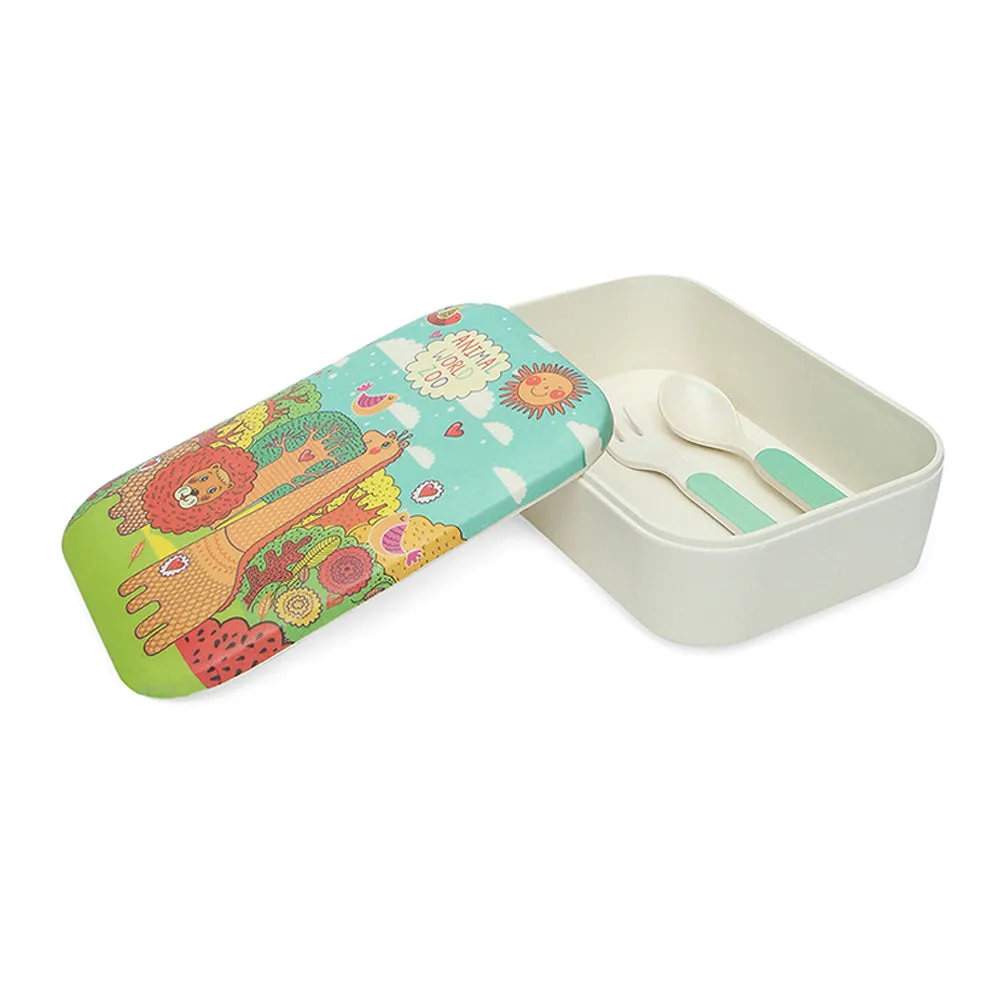 Little Surprise Box Jungle Theme 7 pcs Eco friendly Bamboo Fibre Garden/ Picnic/Home Meal set for Kids