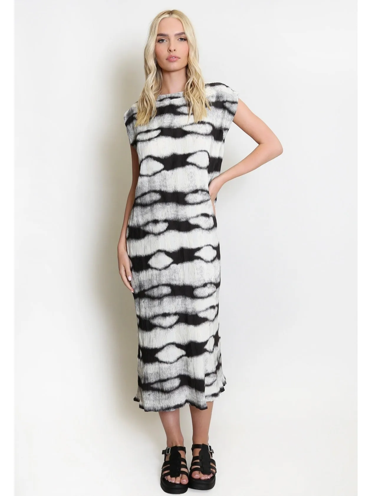 Lottie textured midi dress