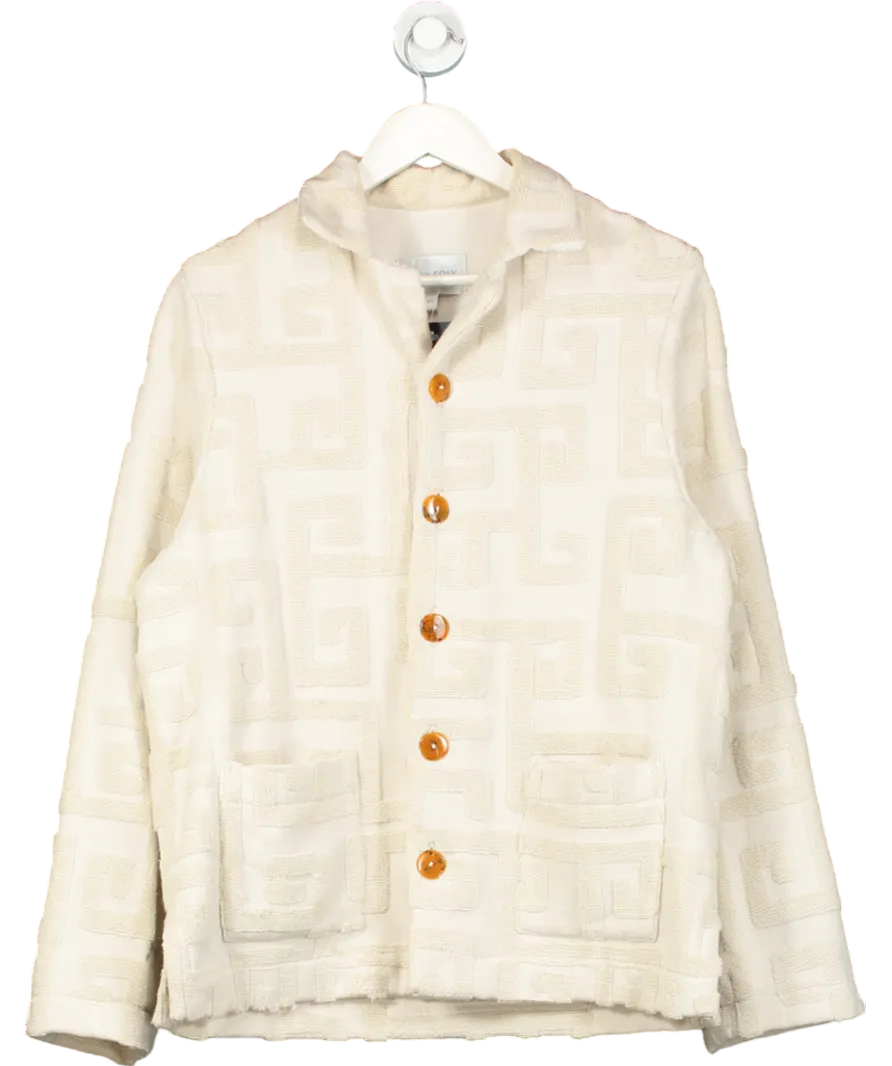 Lucy Folk Beige Towelling Shirt Jacket UK XS
