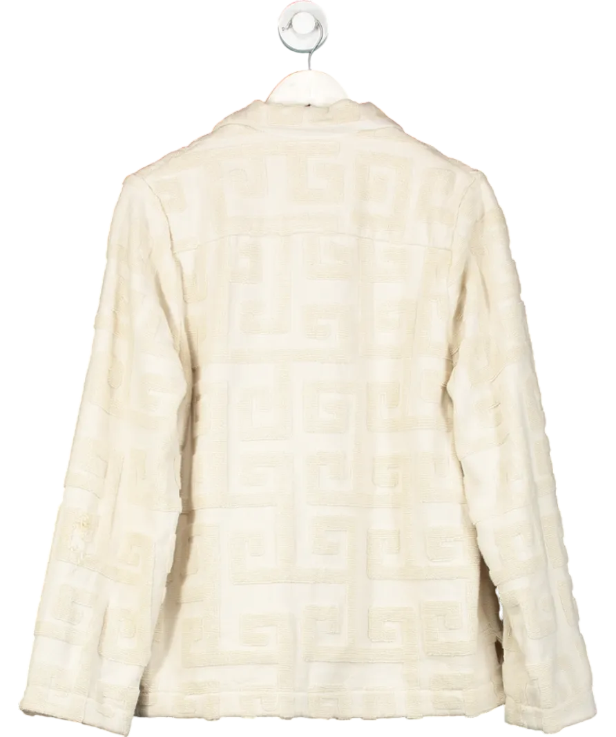 Lucy Folk Beige Towelling Shirt Jacket UK XS