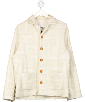 Lucy Folk Beige Towelling Shirt Jacket UK XS
