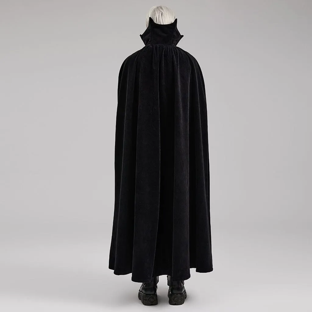 Men's Gothic Bat Collar Embroidered Long Cloak