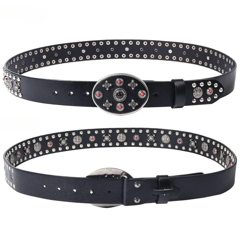 Men's Gothic Floral Studded Belt