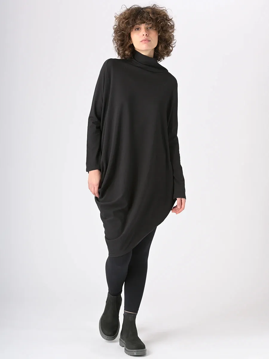 Merino Cotton Blend Turtle Neck Asymmetric Tunic