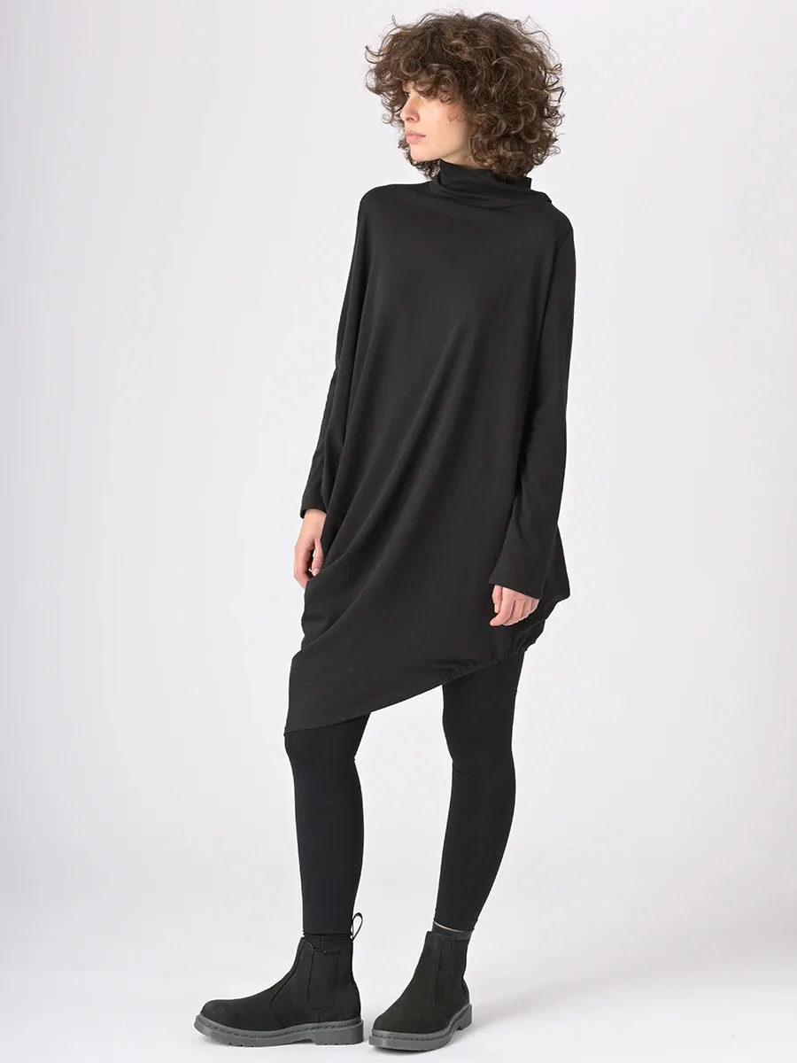 Merino Cotton Blend Turtle Neck Asymmetric Tunic