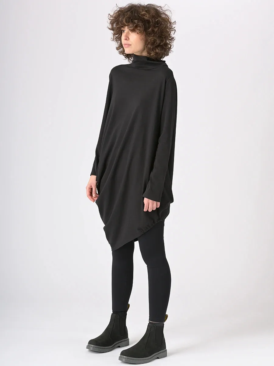 Merino Cotton Blend Turtle Neck Asymmetric Tunic
