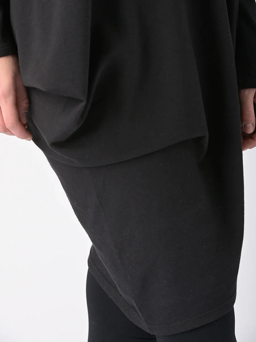 Merino Cotton Blend Turtle Neck Asymmetric Tunic