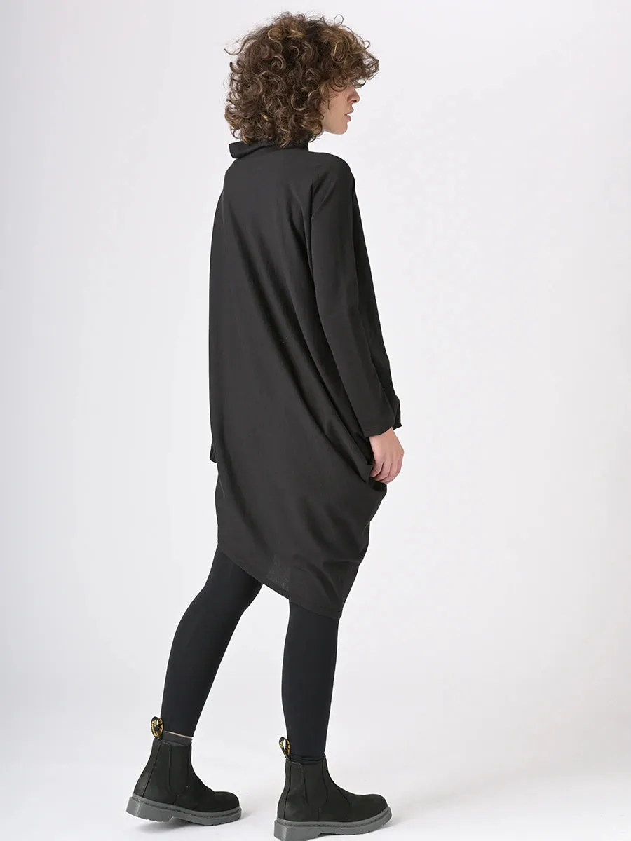 Merino Cotton Blend Turtle Neck Asymmetric Tunic