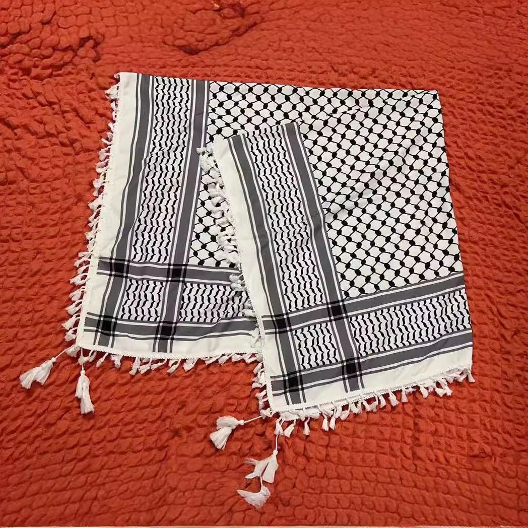 MH052 Four-Sided Fringed  Keffiyeh Square Hijab