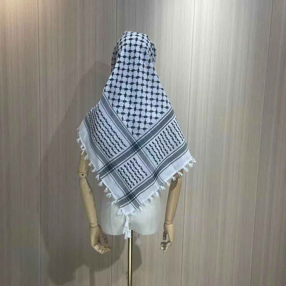 MH052 Four-Sided Fringed  Keffiyeh Square Hijab