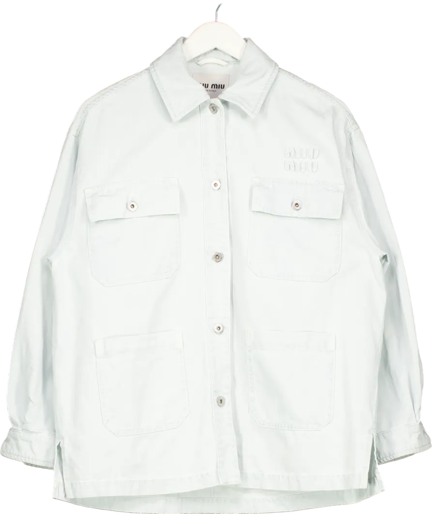 MIU MIU Blue Light Wash Denim Shirt UK XS