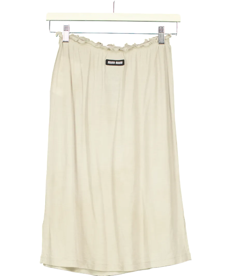 MIU MIU Green Logo Patch Jersey Skirt UK XS