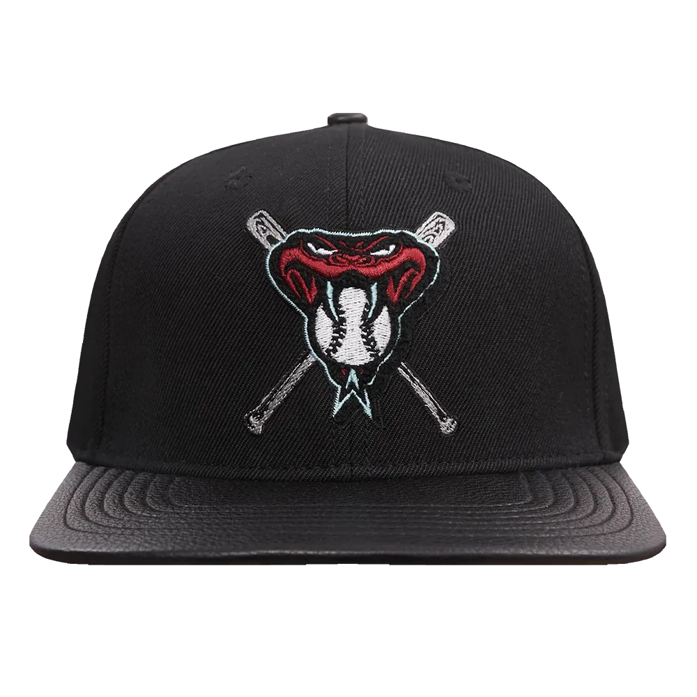MLB ARIZONA DIAMONDBACKS MASHUP UNISEX WOOL LEATHER STRAPBACK HAT (BLACK)