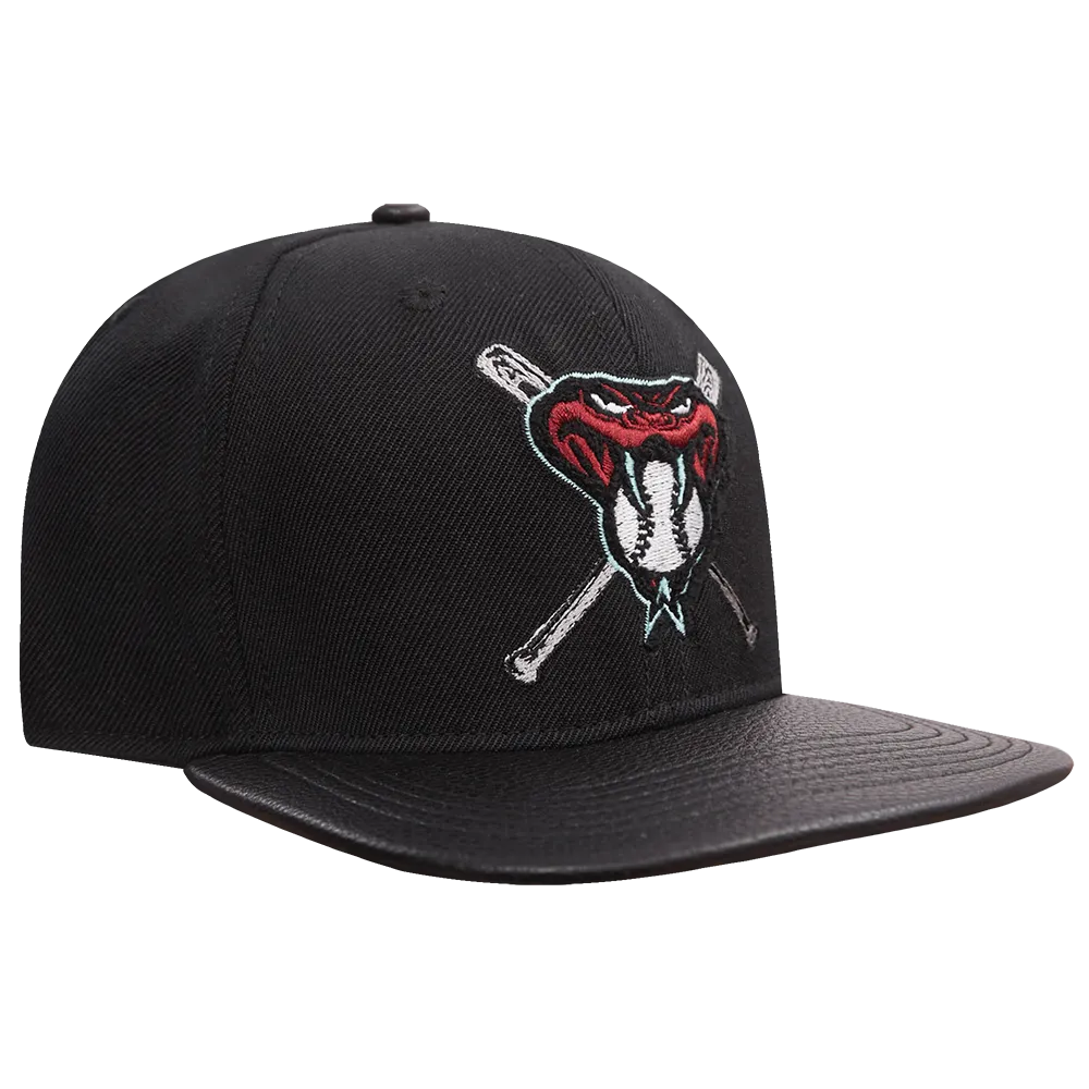 MLB ARIZONA DIAMONDBACKS MASHUP UNISEX WOOL LEATHER STRAPBACK HAT (BLACK)