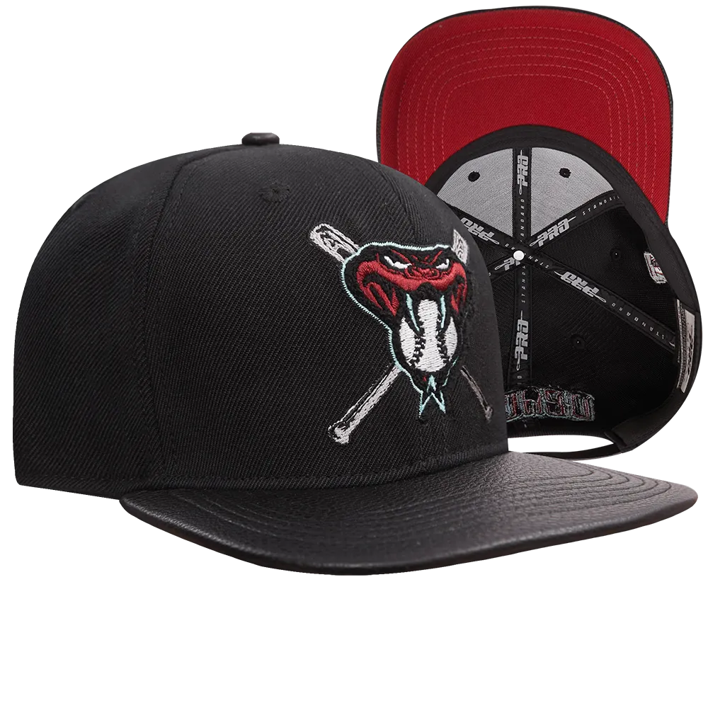 MLB ARIZONA DIAMONDBACKS MASHUP UNISEX WOOL LEATHER STRAPBACK HAT (BLACK)
