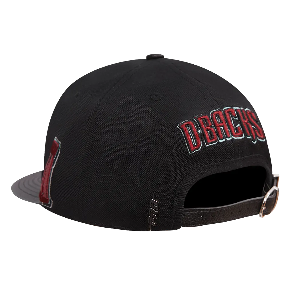 MLB ARIZONA DIAMONDBACKS MASHUP UNISEX WOOL LEATHER STRAPBACK HAT (BLACK)